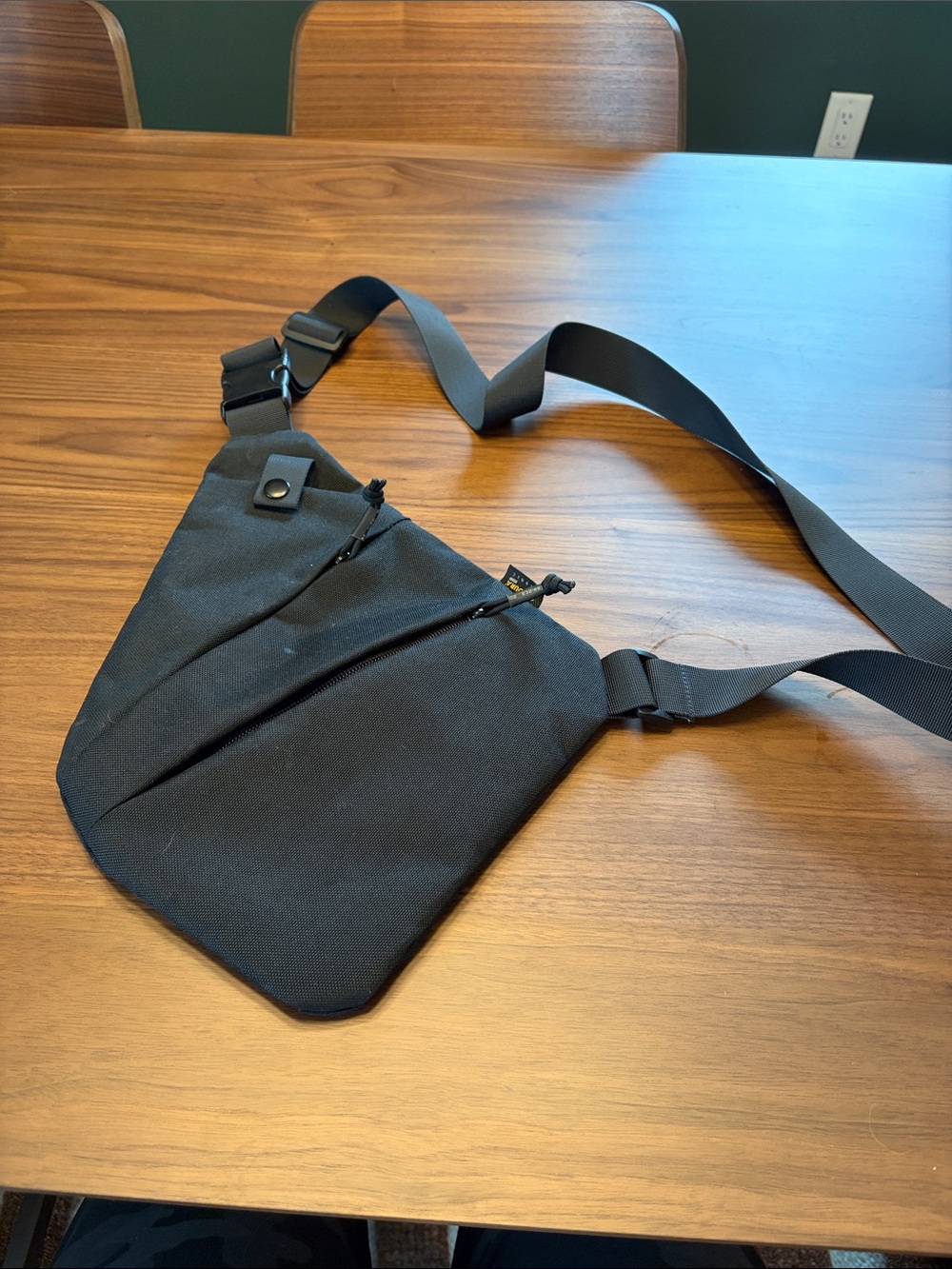 Black Men's Crossbody Sling Bag - Minimal Utility Design